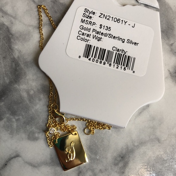 NEW Savvy Cie Jewels Gold Vermeil Chain J Script Initial Pendant Necklace - Picture 3 of 3